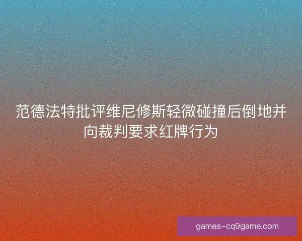 范德法特批评维尼修斯轻微碰撞后倒地并向裁判要求红牌行为